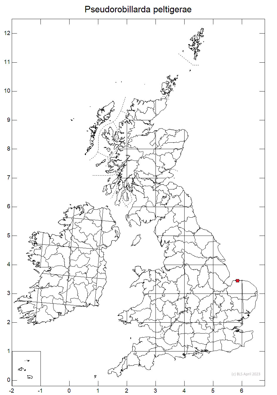 Pseudorobillarda peltigerae 10km distribution map