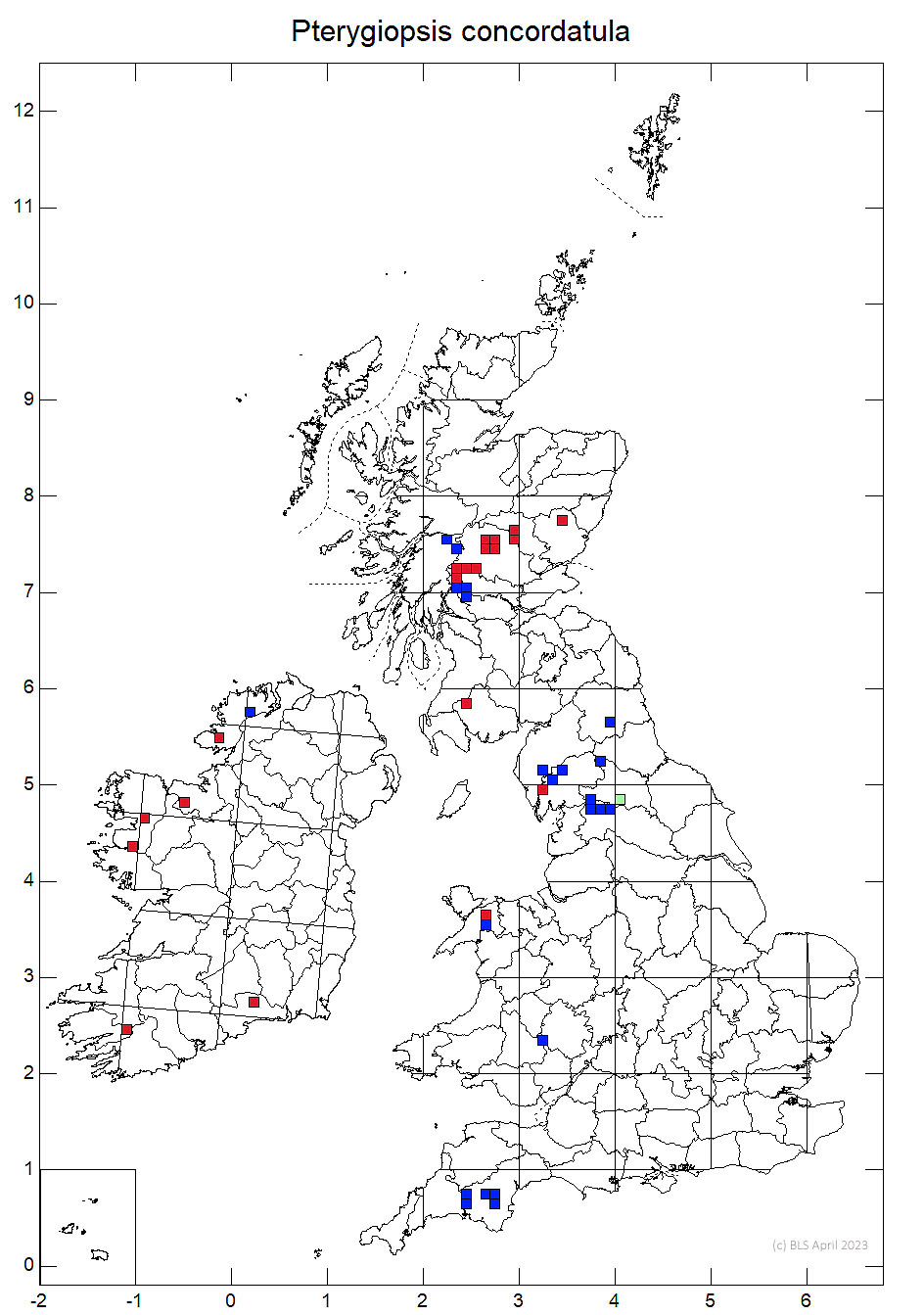Pterygiopsis concordatula 10km sq distribution map