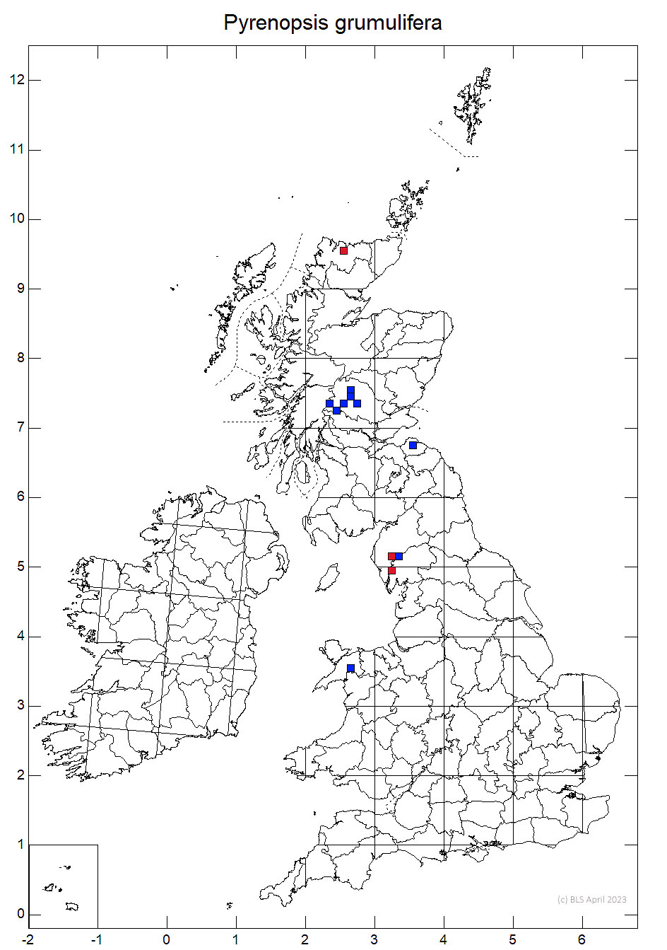 Pyrenopsis grumulifera 10km sq distribution data