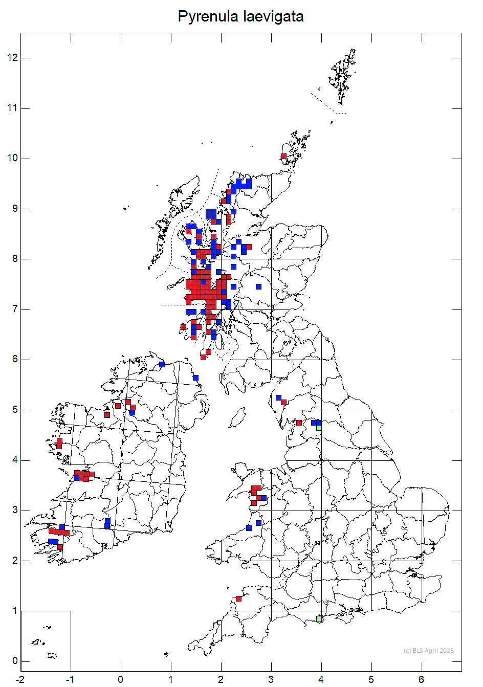 Pyrenula laevigata 10km sq distribution map