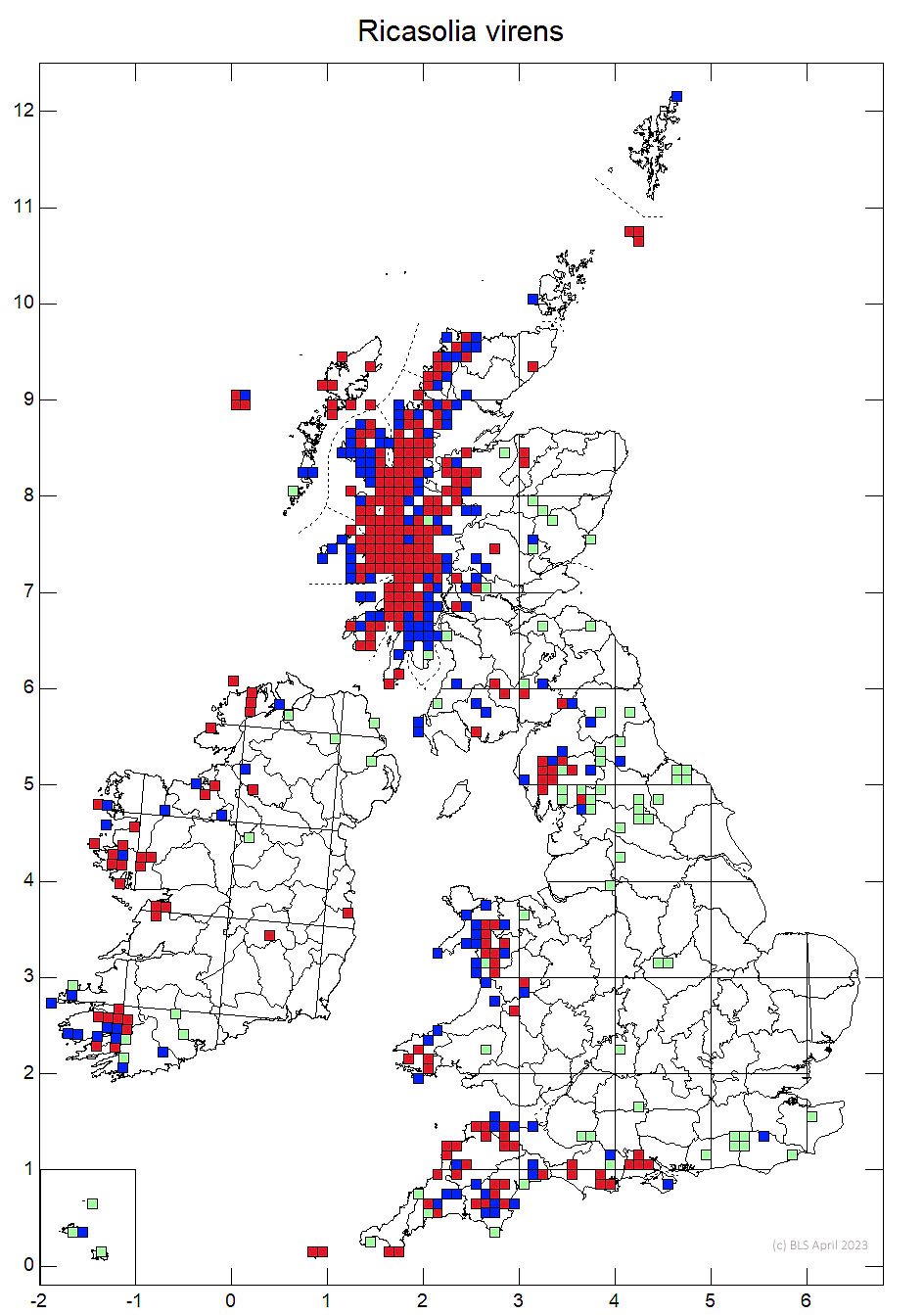 Ricasolia virens 10km distribution map