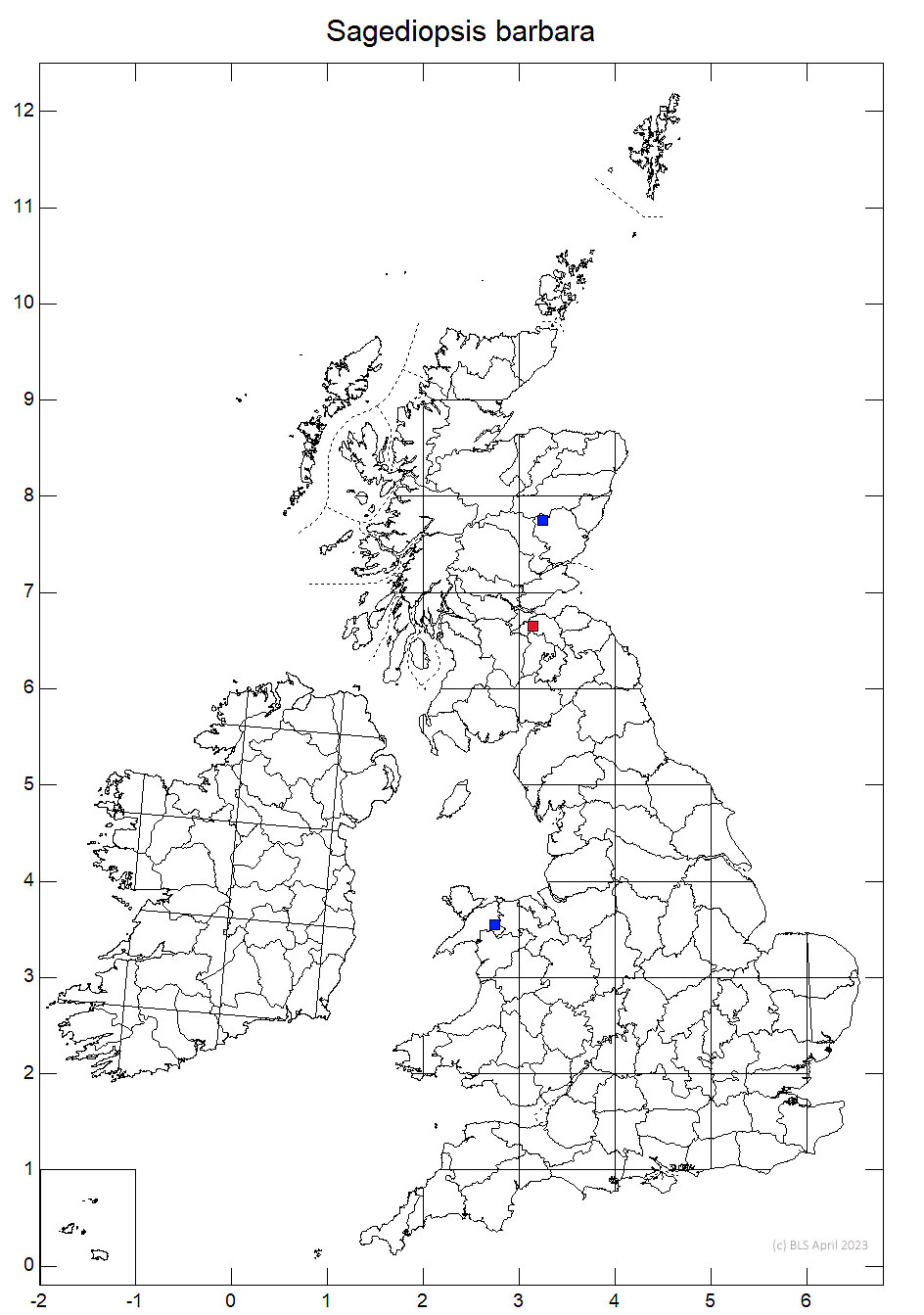 Sagediopsis barbara 10km sq distribution map