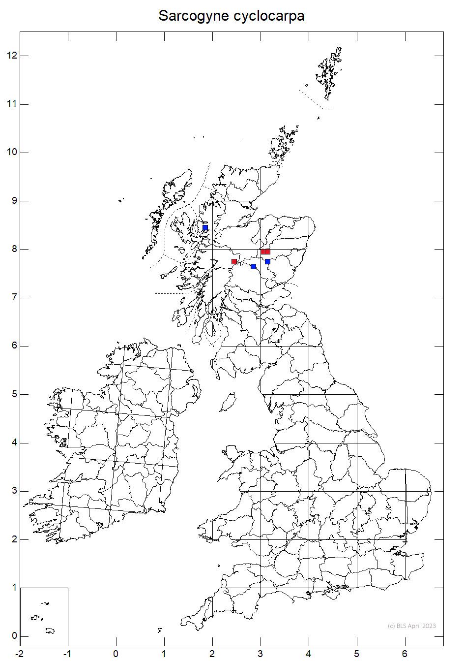 Sarcogyne cyclocarpa 10km distributiopn map