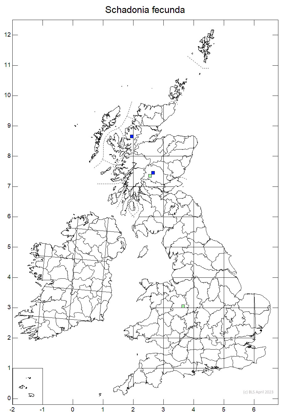 Schadonia fecunda 10km sq distribution map