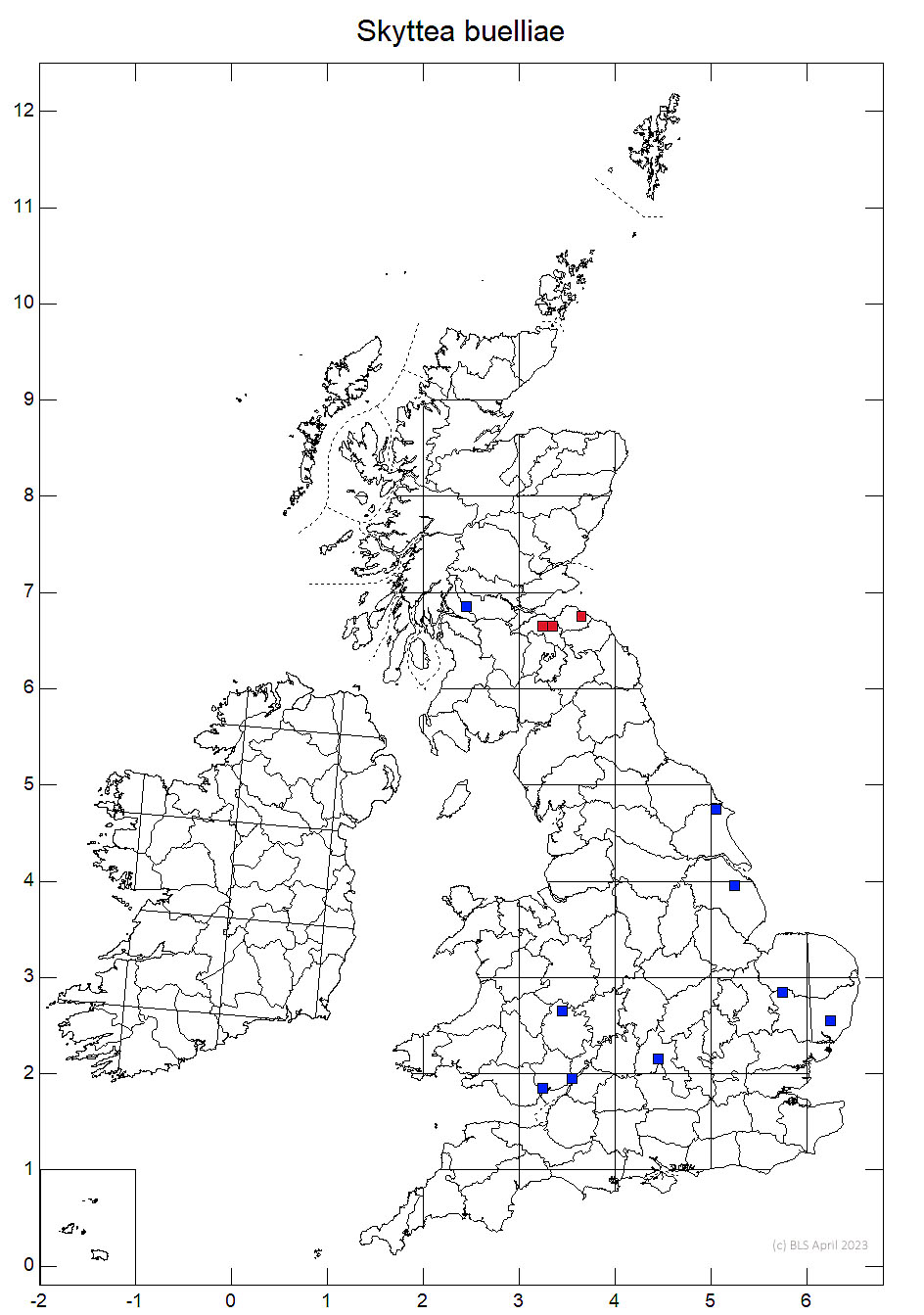Skyttea buelliae 10km distribution map