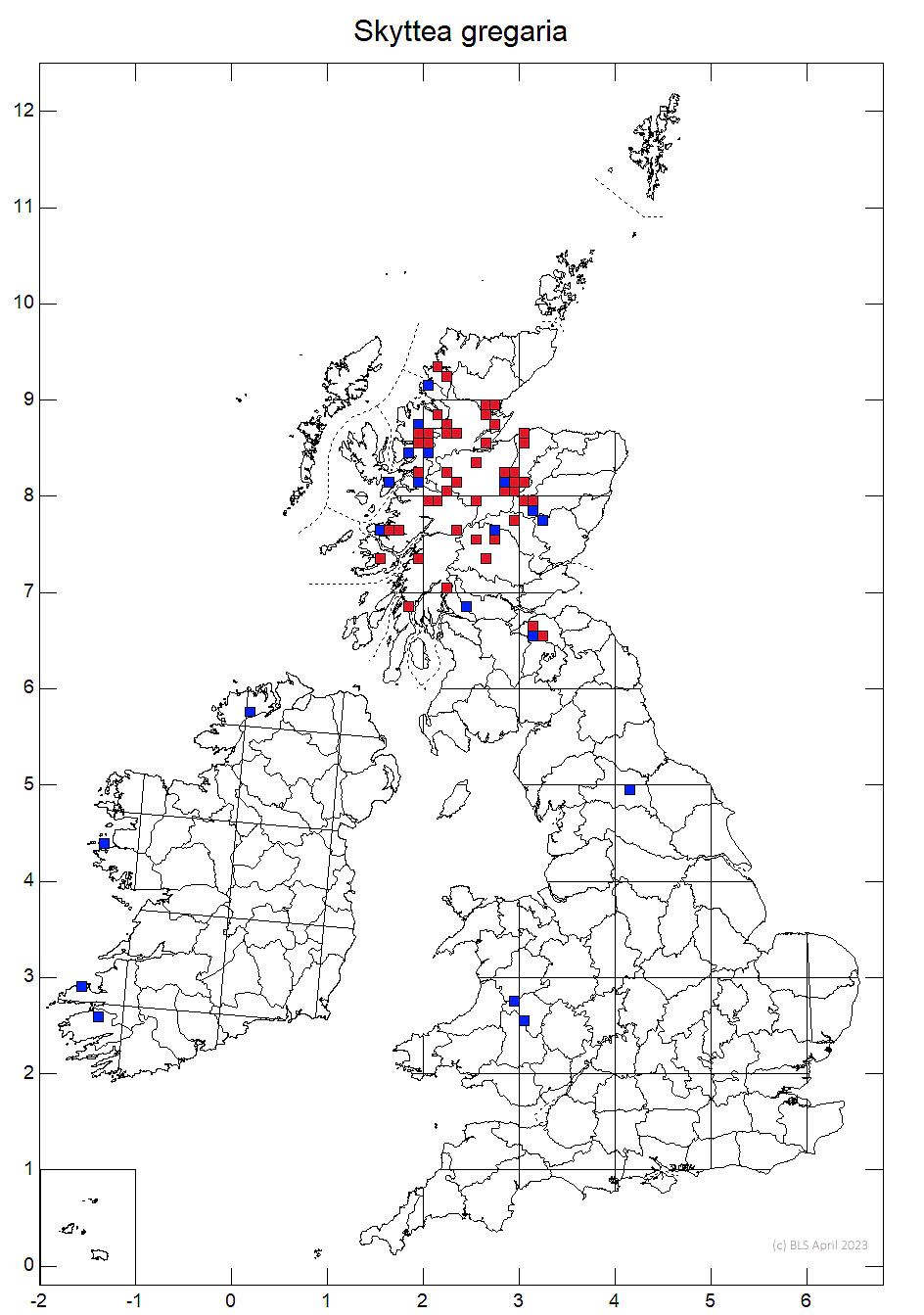 Skyttea gregaria 10km sq distribution map