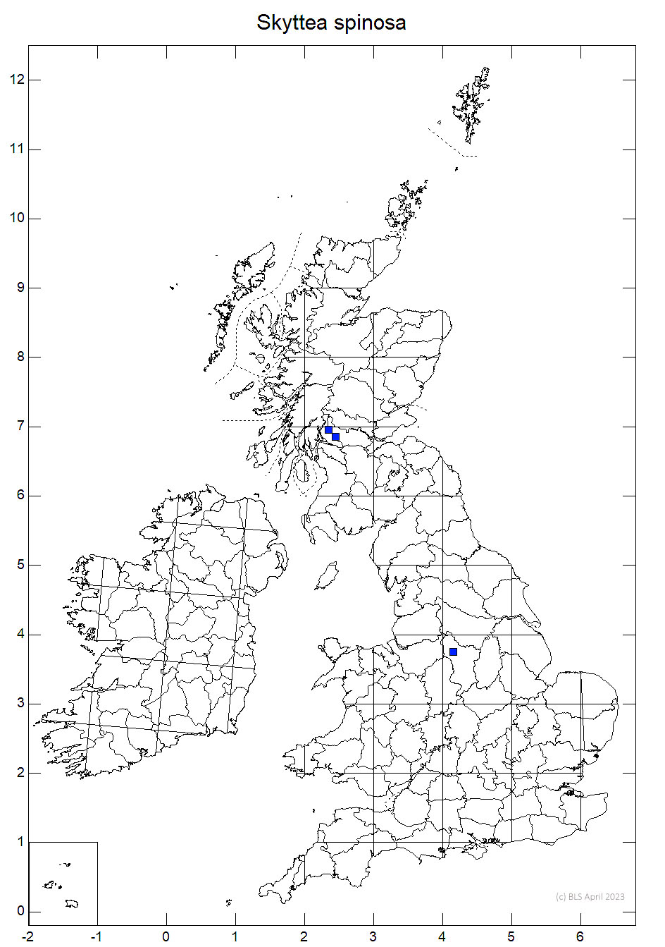 Skyttea spinosa 10km sq distribution map