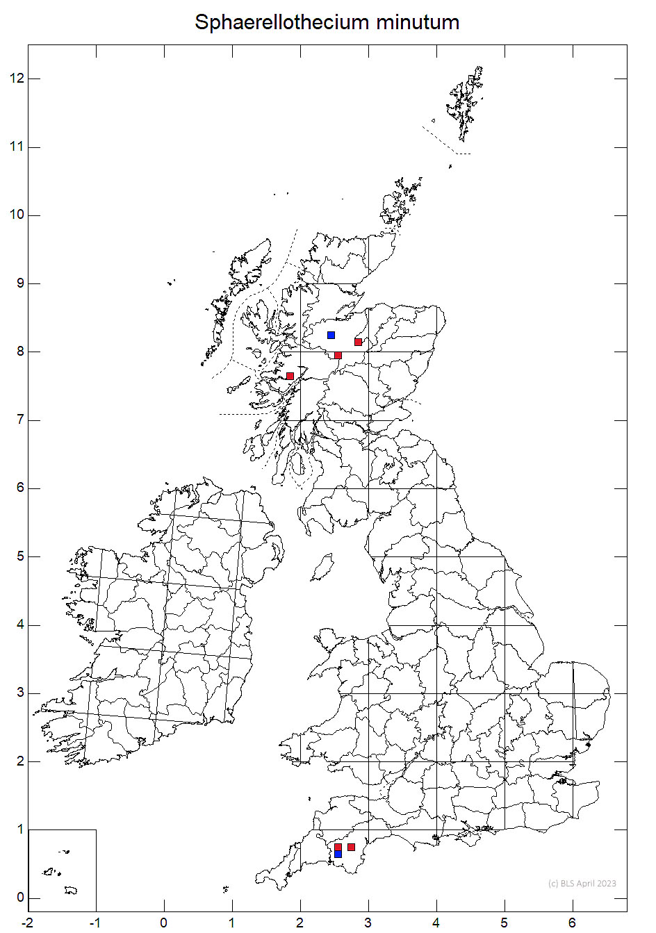 Sphaerellothecium minutum 10km sq distribution map
