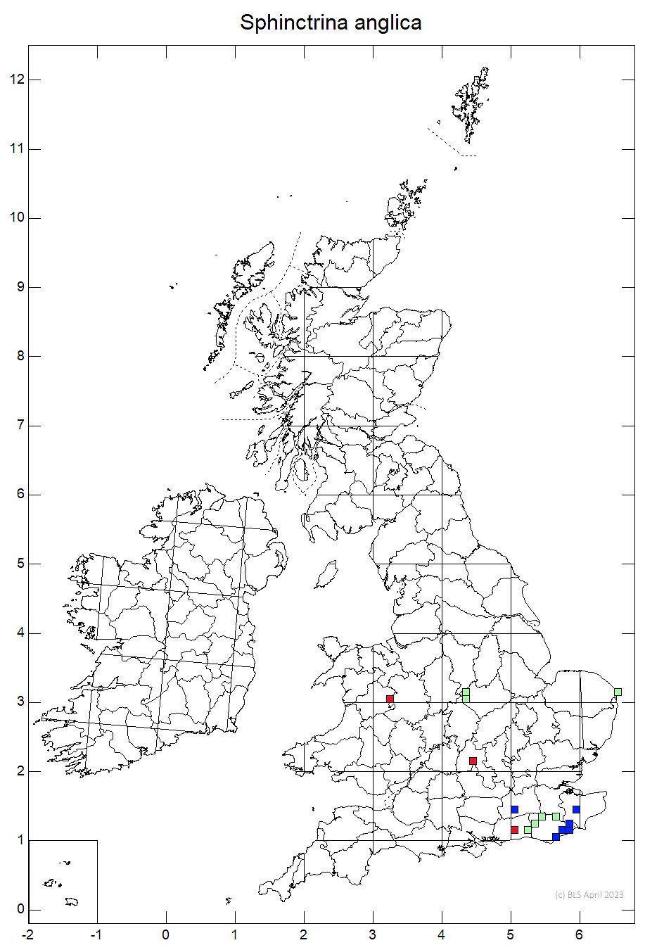 Sphinctrina anglica 10km sq distribution map