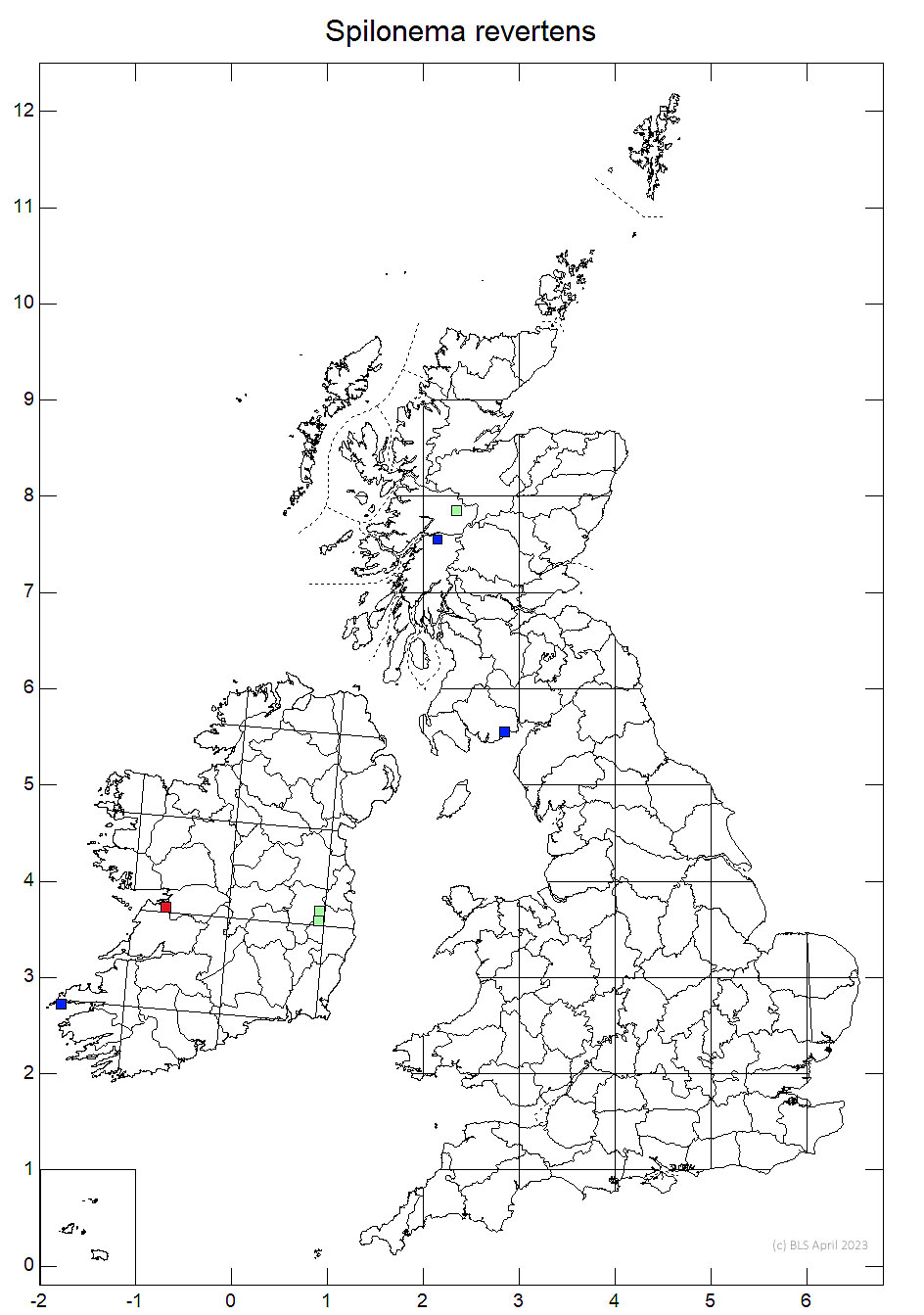 Spilonema revertens 10km sq distribution map
