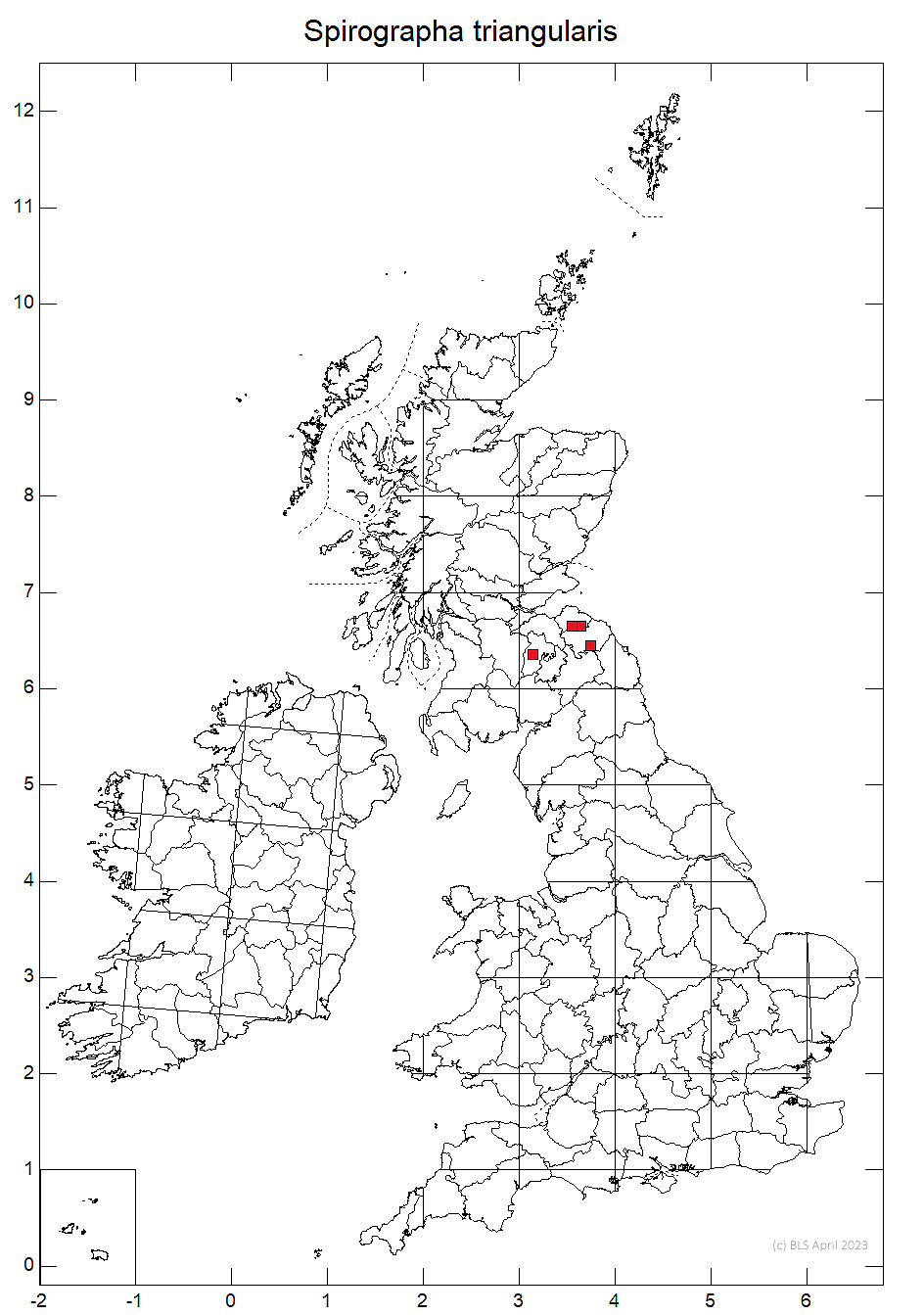 Spirographa triangularis 10km distribution map