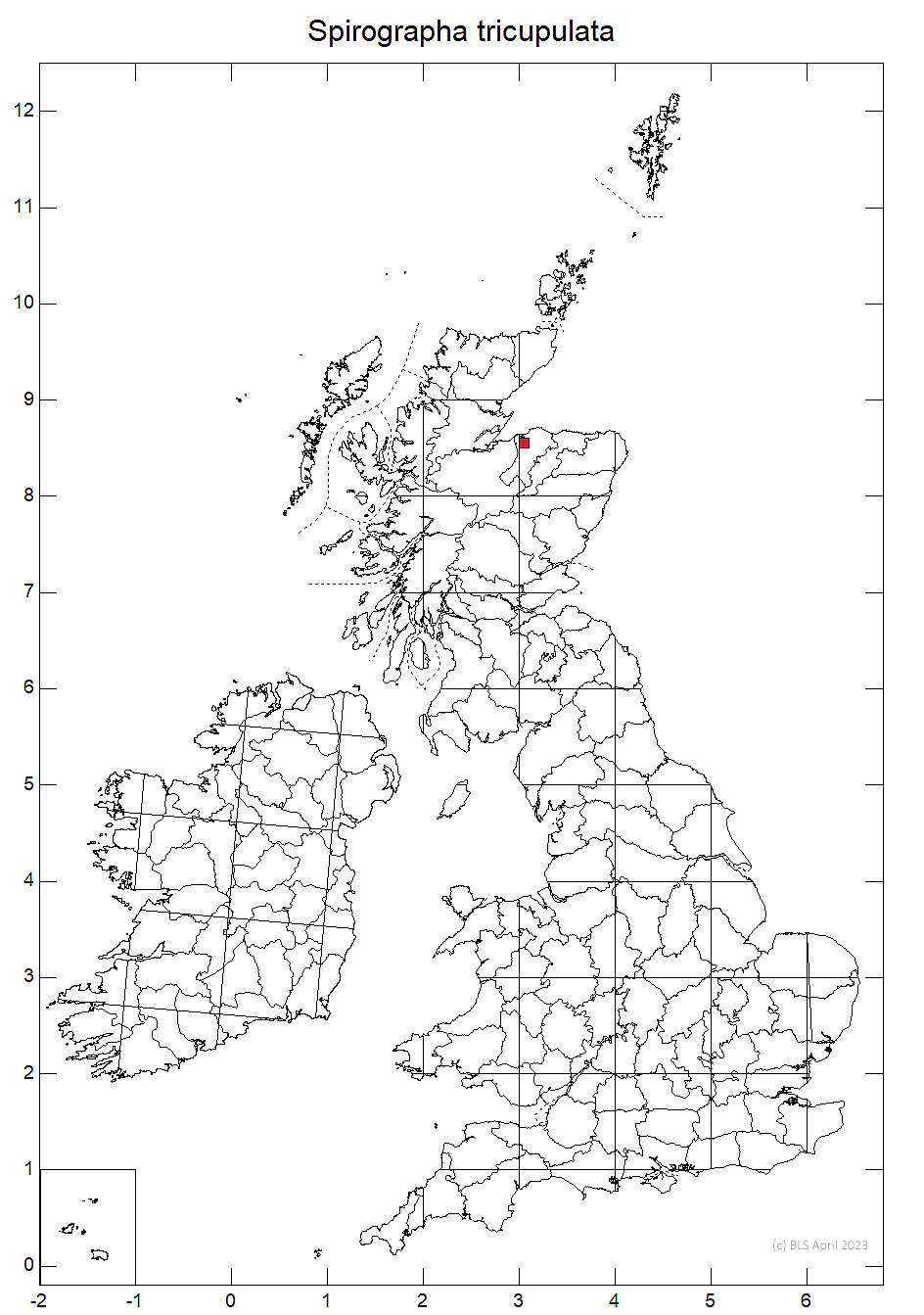 Spirographa triculpata 10km distribution map