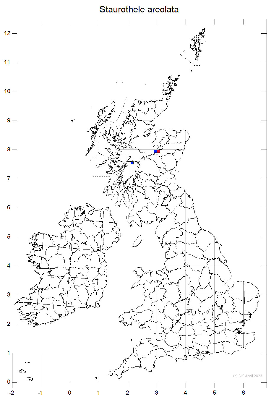 Staurothele areolata 10km sq distribution map