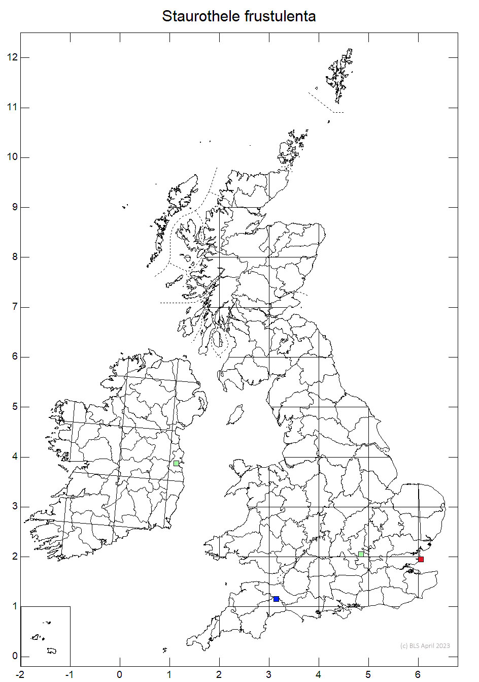 Staurothele frustulenta 10km sq distribution map