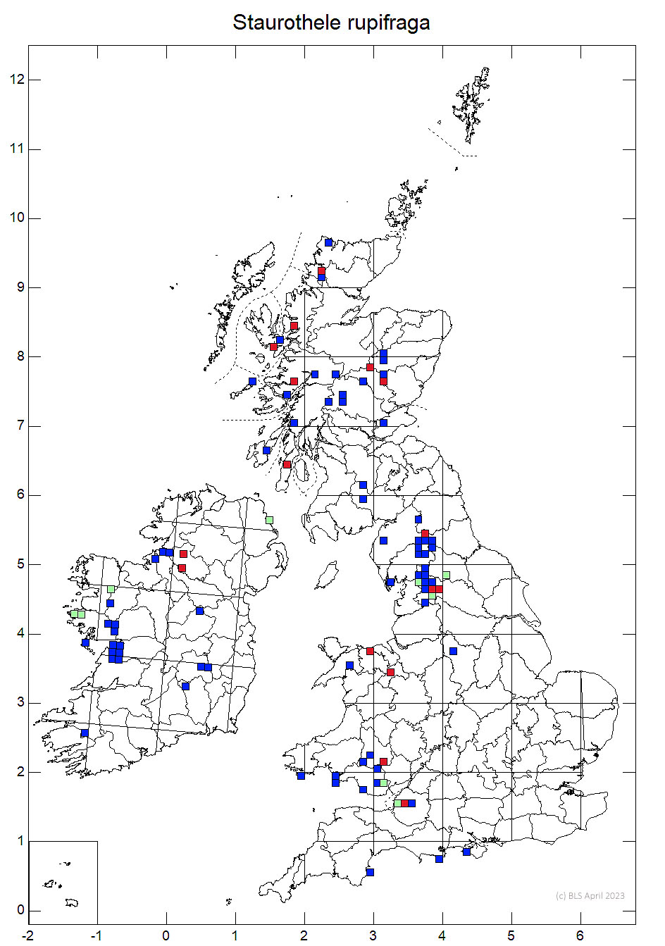 Staurothele rupifraga 10km sq distribution map