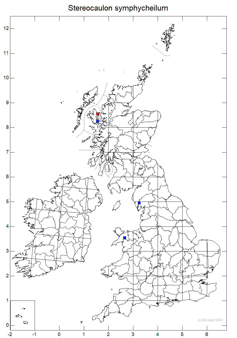 Stereocaulon symphycheilum 10km sq distribution map