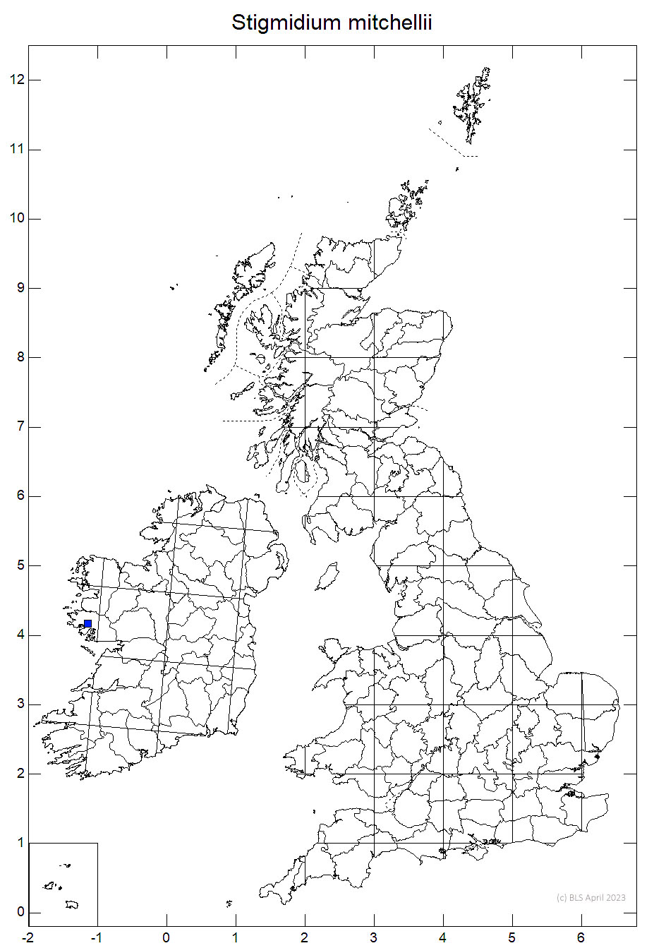 Stigmidium mitchellii 10km sq distribution map