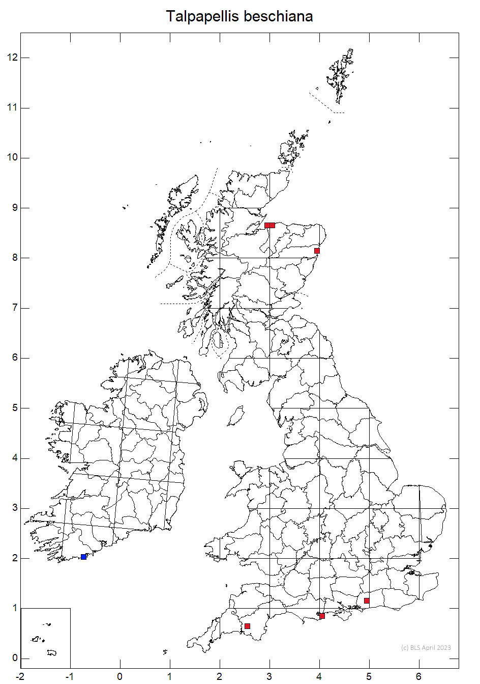 Talpapellis beschiana 10km distribution map