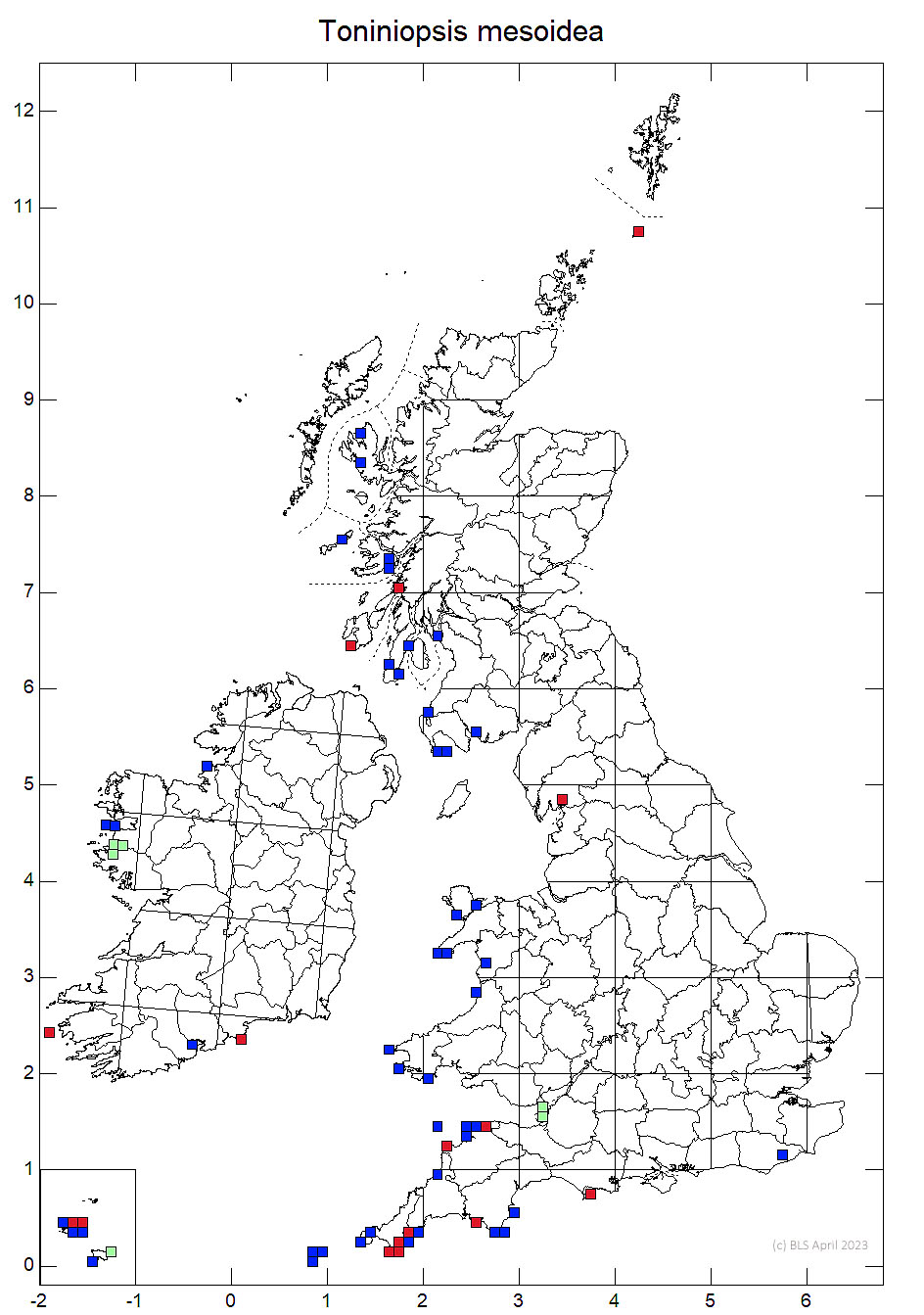 Toniniopsis mesoidea 10km distribution map