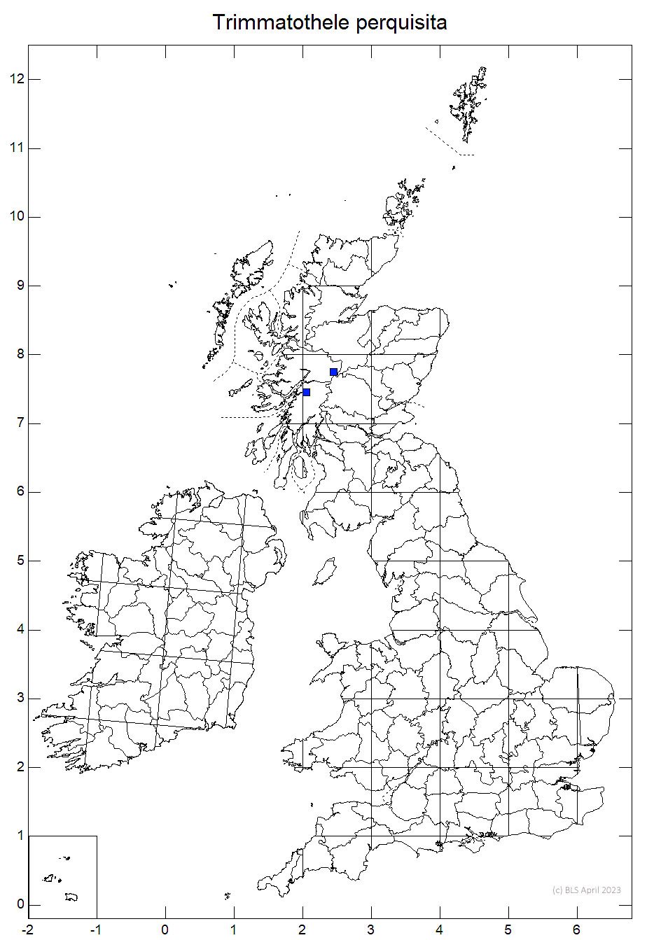 Trimmatothele perquisita 10km sq distribution map